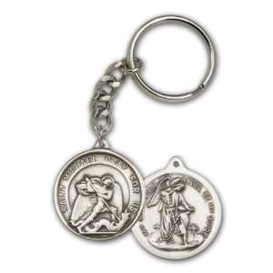   Keychains   Antique Finish Silver St. Michael the Archangel Keychain
