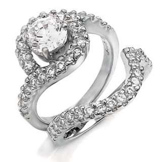 Celebrity Inspired Designer Sterling Silver Engagement Wedding Ring 