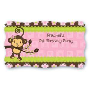  Monkey Girl   Set of 8 Personalized Birthday Party Name 