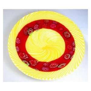Murano Glass Plate Yellow & Red Elegant 100% Hand Blown Art STV112