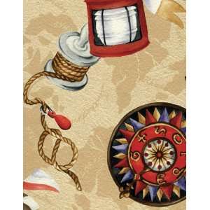  Nautical Elements Series 6105 Sand Vinyl Tablecloth 54 X 