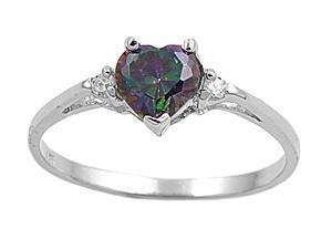 Size 6 ring Rainbow Mystic Topaz Heart 925 Sterling Silver Promise 