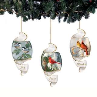 Jim Hautman Songbird Spiral Ornaments Set of 3 Bradford Exchange 