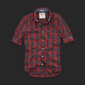 Abercrombie & Fitch Goodnow Mountain Mens Red Plaid Shirt NEW Muscle 