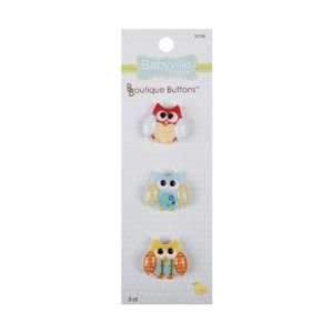   Buttons 3/Pkg Owl & Hoot; 3 Items/Order Arts, Crafts & Sewing