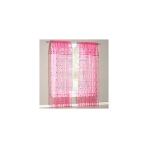    Pink 63 Long Flora Sheer Embroidered Curtain Panel