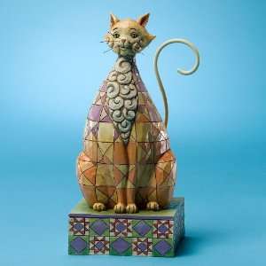    Jim Shore Checkers Cat With Checkered Pattern