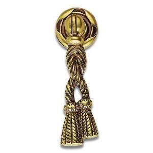   solid brass 7/8 long pendant pull with rope deta