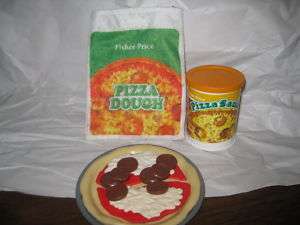 Fisher Price Fun with Food Pizza Dough Sauce Can Bag Toppings Cheese 