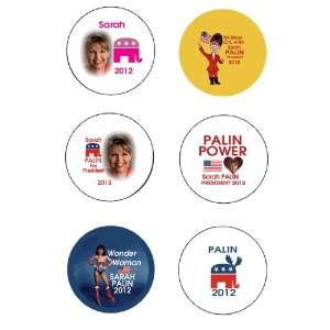   Set of 6 SARAH PALIN Pinback Buttons President 2012 