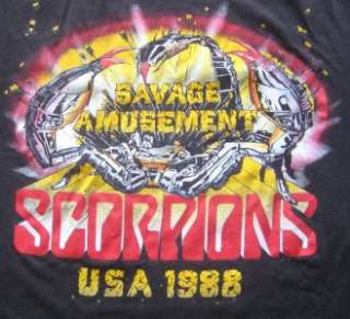 VTG 1988 SCORPIONS Savage Amusement Tour T shirt M/ L  