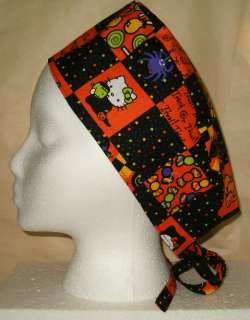 SURGICAL SCRUB HAT SKULL CAP MADE W HALLOWEEN FABRICS YOU PICK MEDICAL 