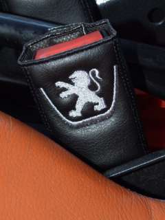 PEUGEOT Seat Belt Lock Cover BLACK Embroidered Leather  