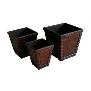  3 Handwoven Bamboo Planters