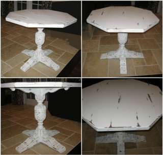 Vintage Chic Shabby Pedestal Dining /GameTABLE Hand Painted French 