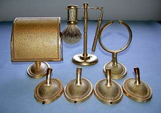   for a Beautiful Nine Piece Brass Bathroom & Shaving Accessories Lot