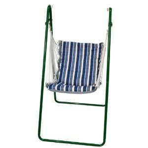   Swing Chair and Stand Combination, Polar Blue Stripe Patio, Lawn