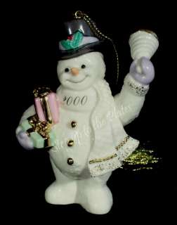 Lenox China 2000 Snowman Ringing in Millennium Christmas Tree Ornament 
