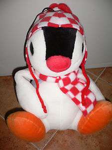 Pingu Pingi Jumbo Size (approx. 28cm) Winter White Red Scarf Soft 