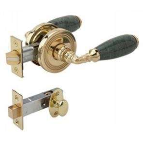  Door Lever Privacy Set with Dead Bolt, Green Marble Lever Handle Home
