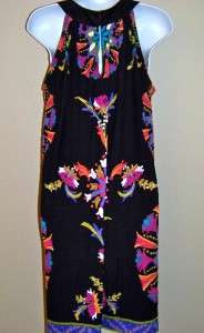 NWT BEIGE by eci Jeweled Sleeveless Dress Black Pink Knit $86 14 Large 