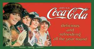 COKE Coca Cola Soda Pop 4 Seasons Old Girls Vintage Advertising Tin 
