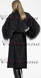 5K Gucci Dyed Black Lamb Fur Cape 44 Cropped Jacket Coat NWT AUTH 
