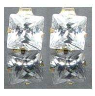   14k Yellow Gold Princess Square 1.2ctw Created Diamond Stud Earrings