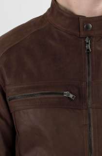 United Face Mens New Vintage Brown Lambskin Leather Moto Biker Jacket 