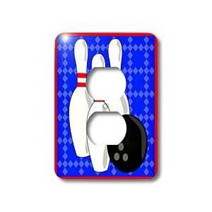  Janna Salak Designs Bowling   Blue and Red   Bowling Pins and Ball 