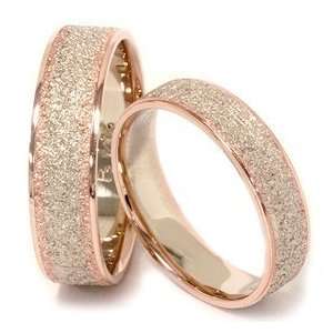   Matching His & Hers 14K Rose & White Gold Wedding Bands   10 Jewelry