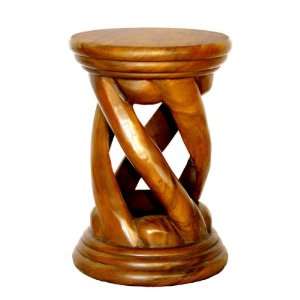   Wood Round Wood End Table   Twisting Column Design Furniture & Decor