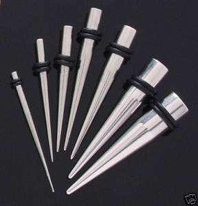 16 Pc Steel Tapers EAR STRETCHING KIT plugs Set 0g 14g  
