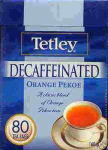 Decaffeinated Tea Tetley Orange Pekoe Tea 80 tea bags  