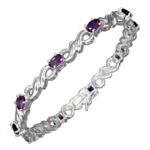   Silver 7.5 inch Continuous San Marco Link and Amethyst Bracelet