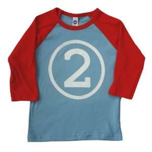 Happy Family Second Birthday 3/4 Sleeve Baby Boy Light Blue and Red 
