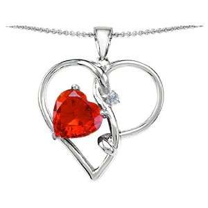   Orange Mexican Fire Opal Knotted Heart Pendant in .925 Sterling Silver