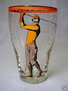 ENAMEL DECORATED GOLF TUMBLERS ca1925 FABULOUS PAINT  