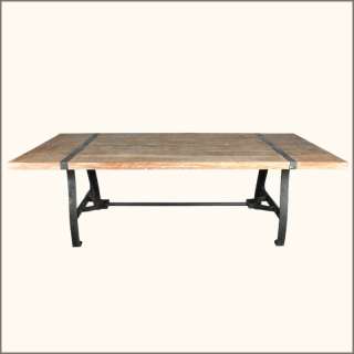   Industrial Reclaimed Wood Wrought Iron Dining Room Table Furniture NEW