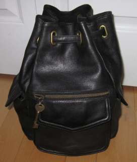 Vintage Fossil Black Leather Shoulder Bag Purse Backpack  