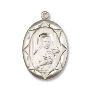 Sterling Silver St. Theresa Medal The Little Flower with 24 Stainless 