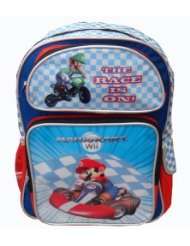 mario kart wii the race is on mini bookbag backpack blue