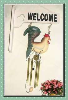 Welcome Wooden Rooster Wind Chimes Sign NIB  