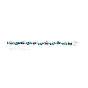   Silver Imitation Tanzanite Oval Imitation Blue Opal Bracelet Jewelry