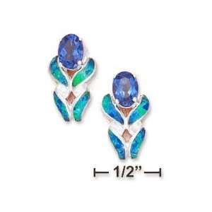   Silver 5x7mm Synthetic Tanzanite Post Earrings   JewelryWeb Jewelry