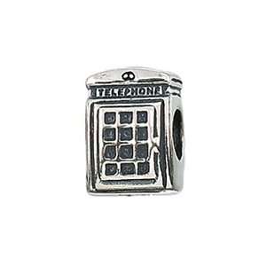   ) Sterling Silver Telephone Booth Bead / Charm Finejewelers Jewelry
