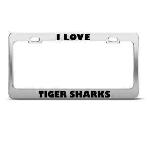  I Love Tiger Shark Sharks Animal Metal License Plate Frame 