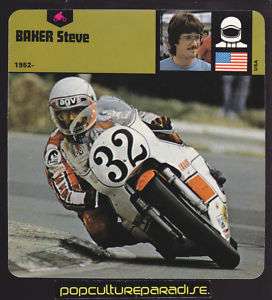 STEVE BAKER Motorcycle Racing 1977 Yamaha PHOTO CARD  