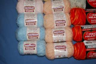 MIXED LOT OF 60 SKEINS YARN  RED HEART BERNAT HAVEN Discontinued 