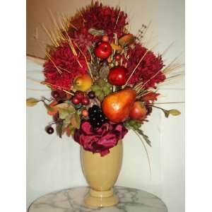   Artificial Fruit & Silk Floral Arrangement